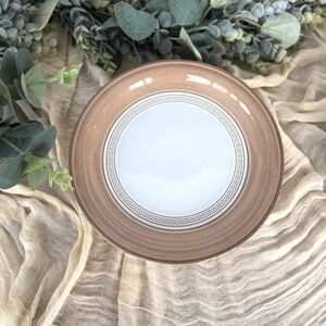 6 Denby Langley Seville‎ Salad Plates Vintage renaissance 1975 Tan Cream Circle